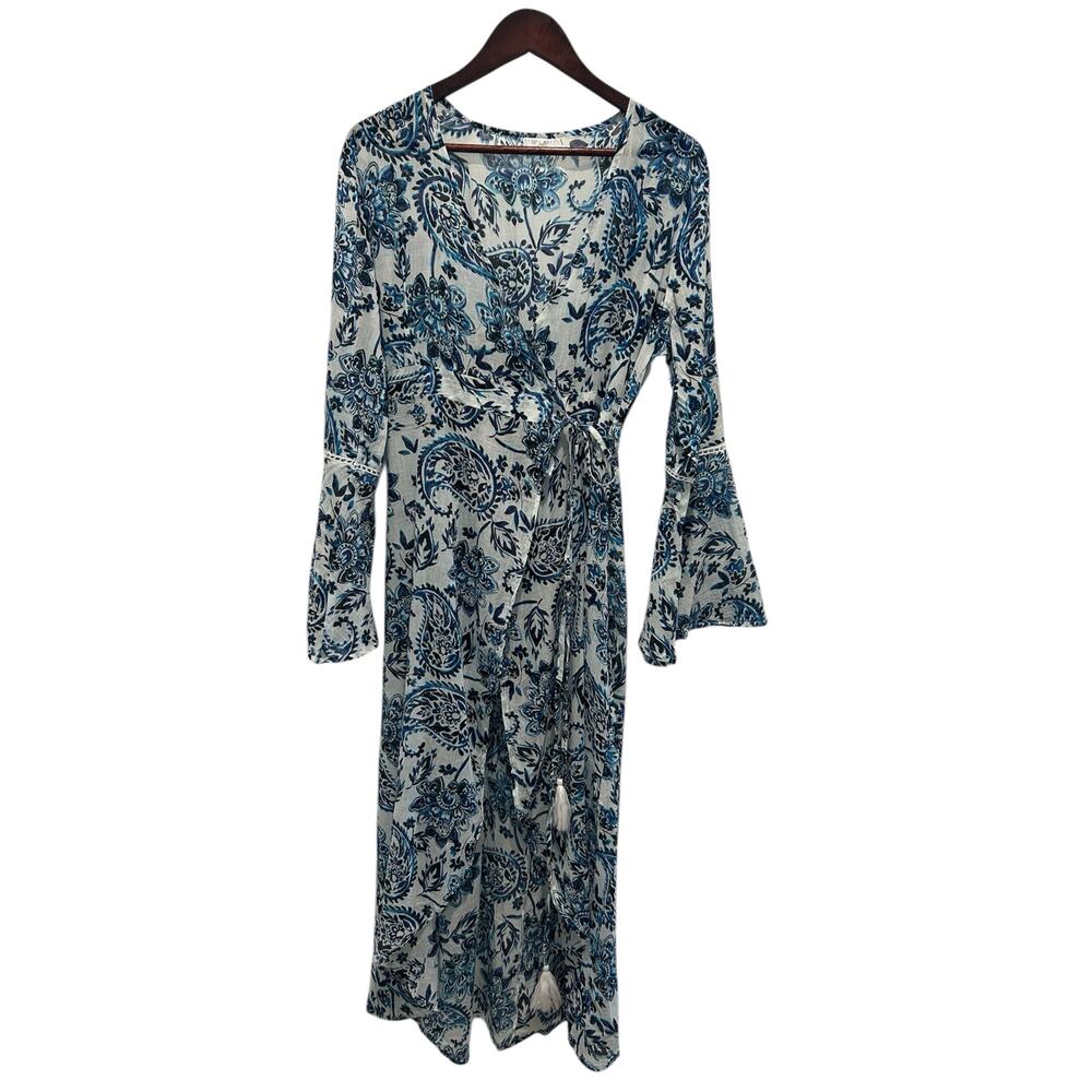 DEBBIE KATZ SOUTH BEACH Wrap Cover Up Dress Cotton Size L Resort Wear